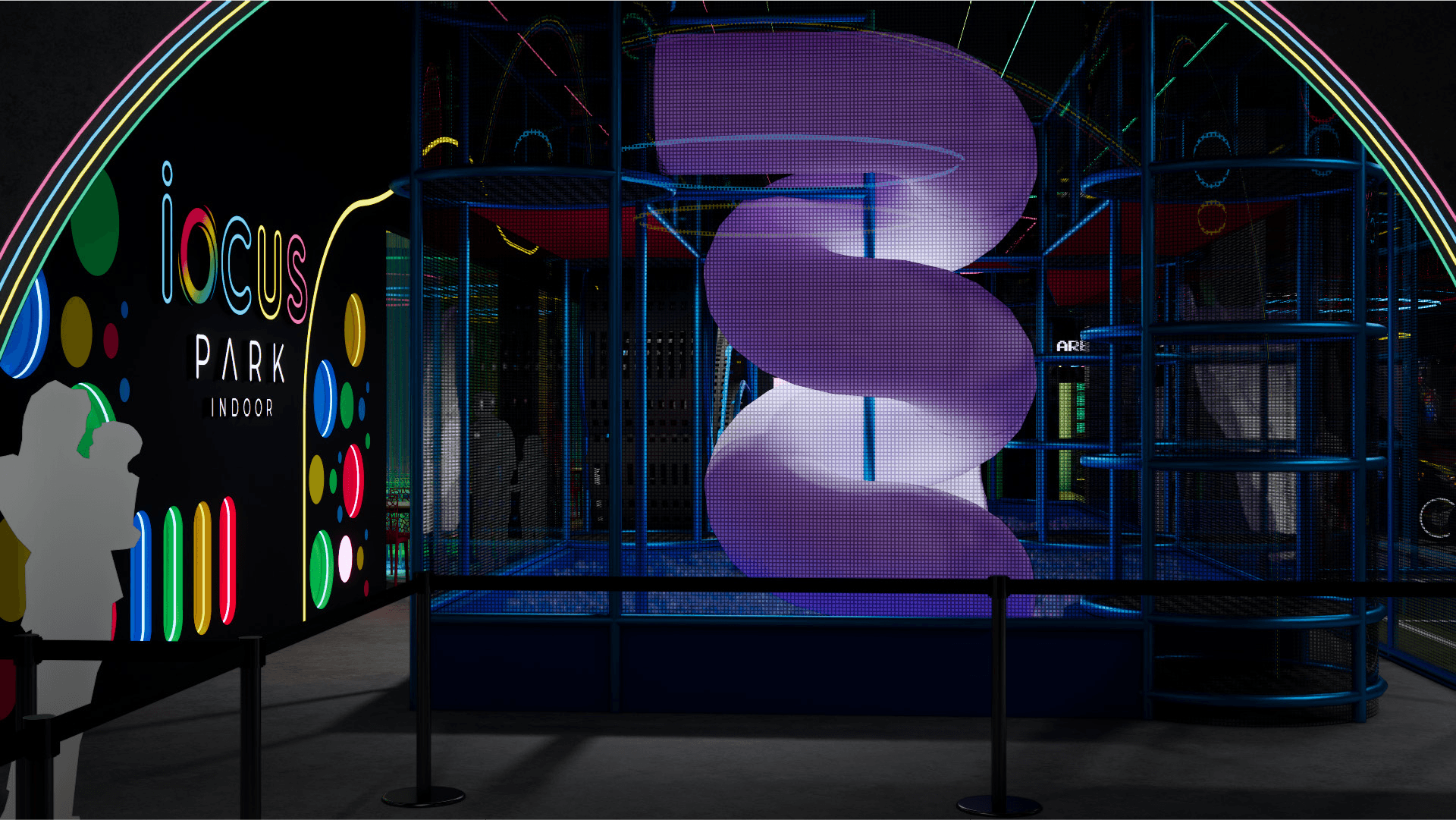 Ambiente interno iluminado do Iocus Park