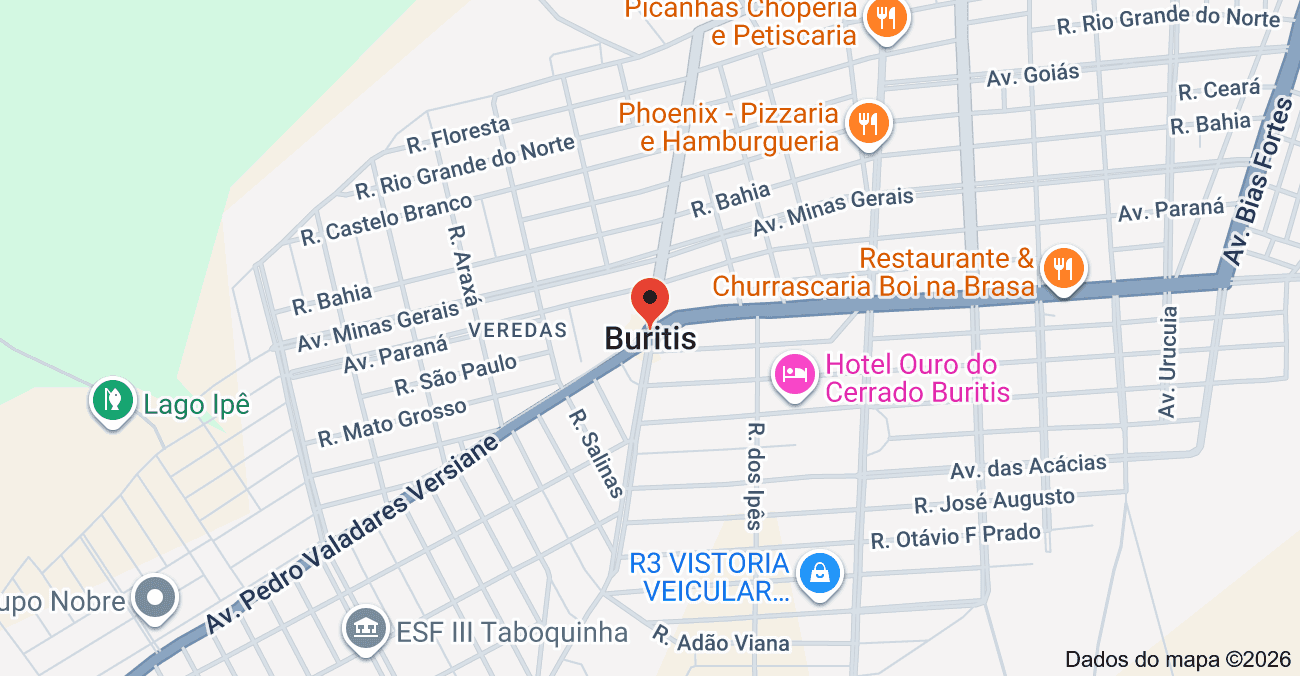 Mapa da região do Buritis, em Belo Horizonte